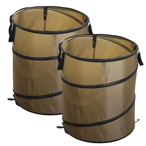 Image of 2 Pcs Pop Up Garden Waste Bags with Handles 37L Bin Bags Heavy Duty Bags Garden Bin Sacks Heavy Duty Waterproof Foldable Reusables Garden Bags for Grass Leaves Hedge Cuttings Debris - 34x40cm
