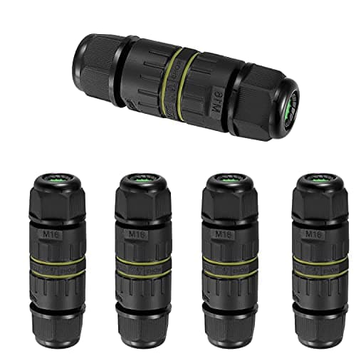 Image of 5 Pcs 3 Pole Waterproof Junction Box Outdoor Cable Connector, IP68 Junction Box External Inline Cable Connector, 2 Way Mains Electrical Weatherproof Sleeve Coupler Block Connector - Ø 6mm-12mm/Black