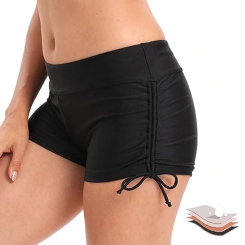 Image of TUONYIS Pants for Women Swimming,Period Pants for Swimming,Swimwear Bikini Women's Sporty Swim Underwear, Absorbent Quick Dry Swim Shorts for Beach Pool(UK, Alpha, M, Regular, Regular, Black)