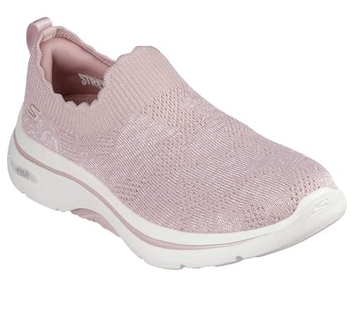 Image of Skechers Women's Go Walk Arch Fit 2.0 Rosa Linda Slip-On Sneakers, Mauve Textile/Trim, 5.5 UK