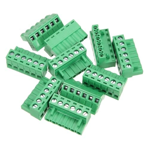 Image of sourcing map 10 Pcs 6 Pin 5.08mm Pitch PCB Mount Screw Terminal Block Connector Male Plug, No Soldering Panel Mount Pluggable Type Connector 300V 10A for 24-12AWG Cable