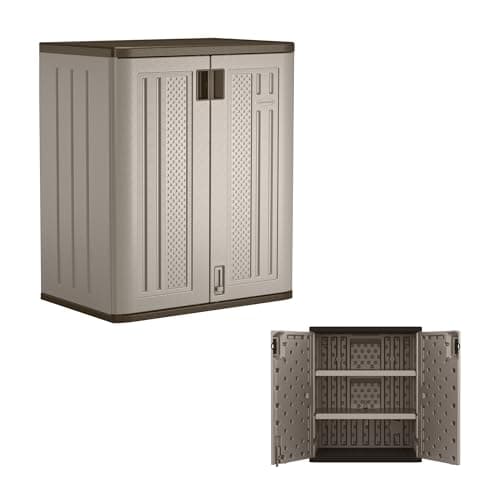 Image of Suncast BMC3600 Plastic Garden & Garage Storage Utility Shed Cabinet With Shelving (9 cubic ft Capacity)