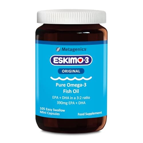 Image of Eskimo-3 Fish Oil by Metagenics - Source of Omega-3 and Essential Fatty Acids EPA & DHA - Brain, Vision & Heart - 105 Mini Capsules