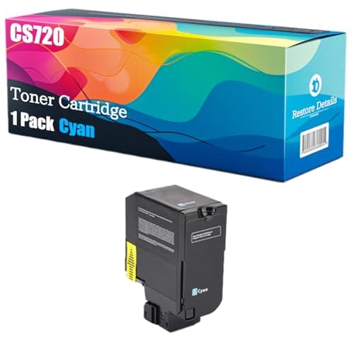 Image of High Yield CS720 74C2SK0 74C2SC0 74C2SM0 74C2SY0 Toner Cartridge Compatible for Lexmark CS720de CS720dte CS725de CS725dte CX725de CX725dhe Printer, Unleash High-Definition Printing (Cyan)
