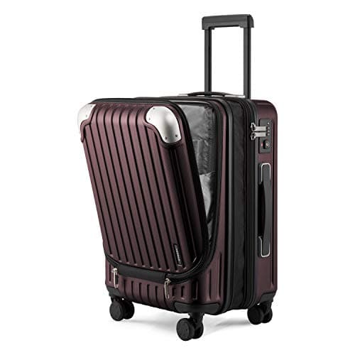 Image of LEVEL8 Carry-on Suitcase 20-Inch, Expandable 4 Wheel Hand Luggage, ABS+PC Hardshell Spinner Trolley Lightweight with Laptop Compartment, TSA, Red