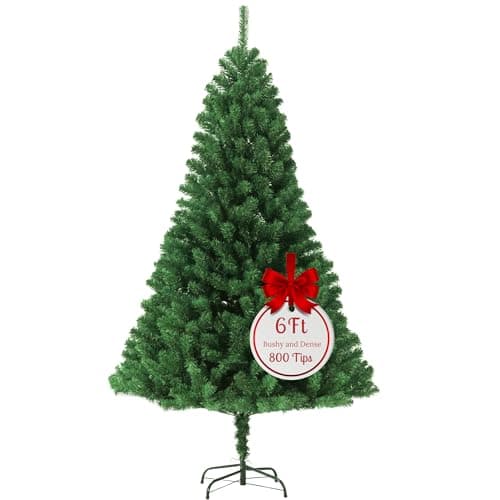 Image of EVRE 6FT Realistic Artificial Christmas Tree 800 PVC Tips Pine Branches Metal Stand Easy Assembly Bushy Premium Fir 180cm Green Large Xmas Indoor Outdoor Holiday Decorations