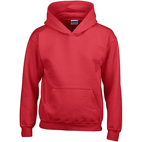 Image of GILDAN Heavy Blend Childrens Unisex Hooded Sweatshirt Top/Hoodie (L) (Red)