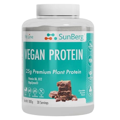 Image of Sunberg Vegan Protein Blend - 25g Plant Protein Vitamin B6 B12 DigeZyme No Artificial Flavours Additives Gluten Free - 1005g Chocolate Brownie 30 Servings