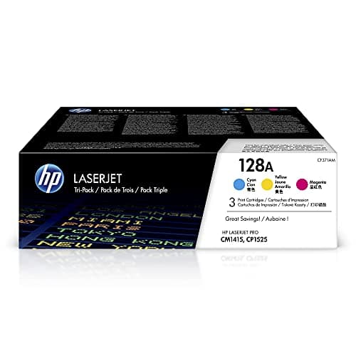 Image of HP CF371AM 128A Original LaserJet Toner Cartridges, Cyan/Magenta/Yellow, Multipack, Cyan, Magenta and Yellow