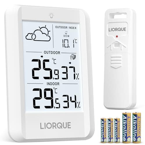 Image of LIORQUE Weather Stations with Outdoor Sensor Wireless Indoor Outdoor Thermometer Hygrometer, Temperature and Humidity Monitor with Weather Forecast, 5 Batteries Included