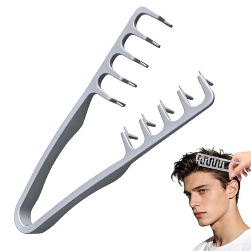 Image of Sularpek Texture Comb, Wide Tooth Styling Comb, Roots Volume Tool, V Wide Tooth Combs for Curls, Grooming Accessory Seam Covering Bangs Hairdressing for Men & Women