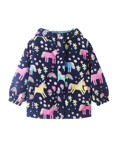 Image of JiAmy Boys Girls Waterproof Jacket, Kids Rain Coat Toddler Spring Autumn Coat Navy Blue for 4-5 Years