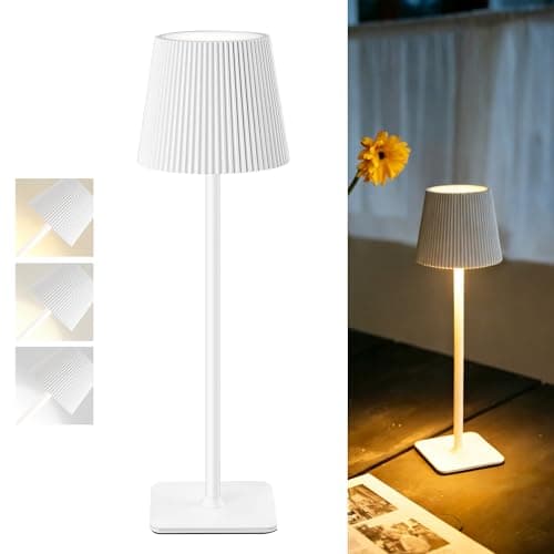 Image of LuminexDesigns Cordless Rechargeable LED Table Lamp – 5200mAh Battery, Stepless Dimming, 3 Colour Temperatures, IP54 Water-Resistant, for Indoor & Outdoor Use – White