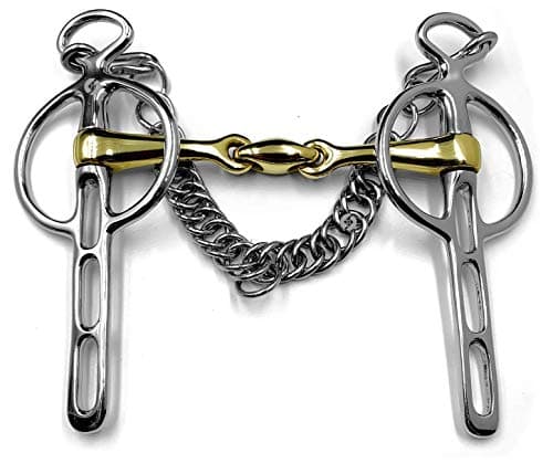 Image of German Silver Liverpool Driving bit with lozenge and Curb Chain (6")