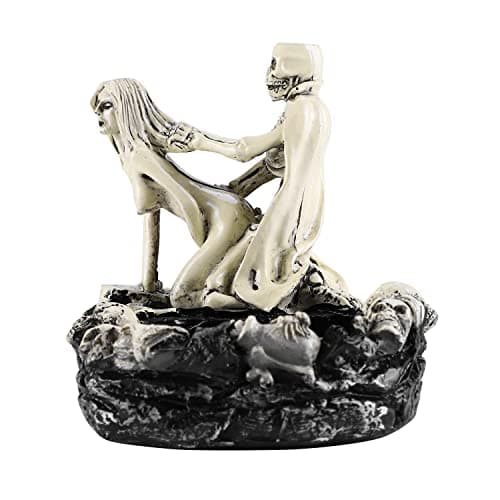 Image of QCHOMEE Skull Ornament Resin Skull Head Novelty Halloween Ornaments Party Home Desktop Decoration Skull Props Gift for Halloween Statue Skull Figurine Collection (Skull Ashtray Sexy)