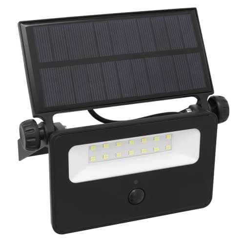 Image of Sealey Extra-Slim Solar Floodlight with Wall Bracket 16W SMD LED - LED16S, Black