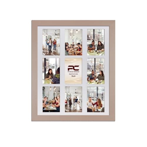 Image of Procut Global 20x16 Rose Gold Photo Frames for Multiple Pictures with White Mount To Fit (9x) 6x4" Multi Apertures - Wall Hanging Collage Frame Ideal for Friends & Family Memories