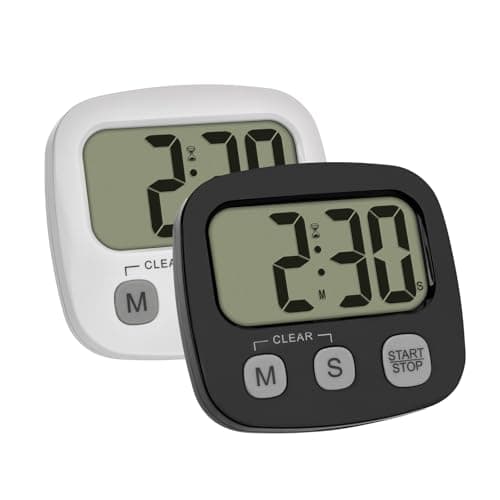 Image of TFA Dostmann Digital Cooking/Learning with Stopwatch and Magnetic Time Large Screen Kitchen Sports Timer, Black/White, (L) 82 x (B) 21 x (H) 76 mm