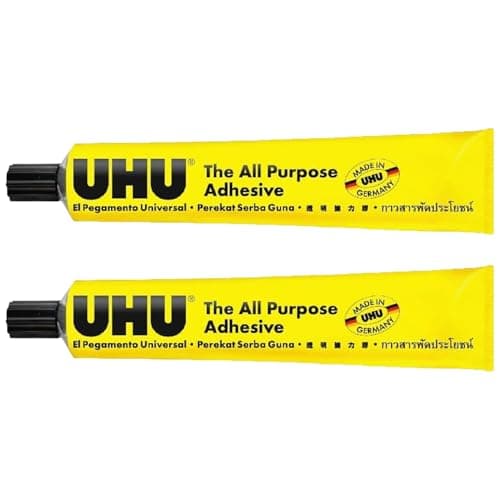 Image of UHU All Purpose Glue Adhesive - Liquid Synthetic Resin Adhesive - 125ml Tubes - Pack of 2 Tubes