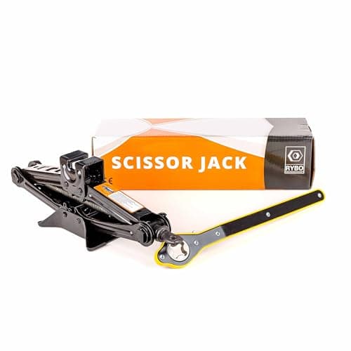 Image of RYBO Scissor Jack for Lifting Cars - 1.5 Ton (1.5T) | Compact, Universal Jacks for Tire Changing, Lifting & Repair | Car Boot Accessories for Drivers, DIY Use & Workshops