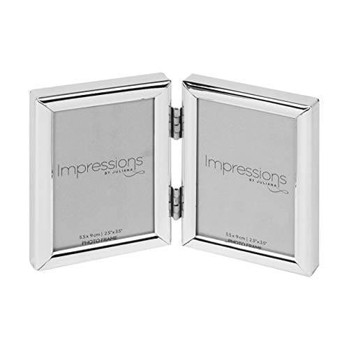 Image of IMPRESSIONS BY JULIANA SILVER DOUBLE PHOTO FRAME FS426 2''x3''