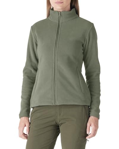 Image of Outdoor Ventures Womens Fleece Jackets Ladies Lightweight Warm Full Zip Coat Soft Outerwear Running Jacket With 4 Large Pockets Greyish-green S