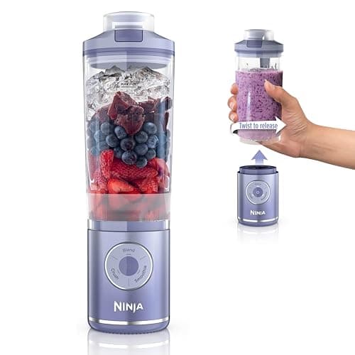 Image of Ninja Blast Max, Portable Blender + Twist & Go, Personal Smoothie, Blend, Ice Crush, 3 Programs, Cordless, 22 oz removable Vessel, Dishwasher Safe, Leakproof, Lavender, BC251LD