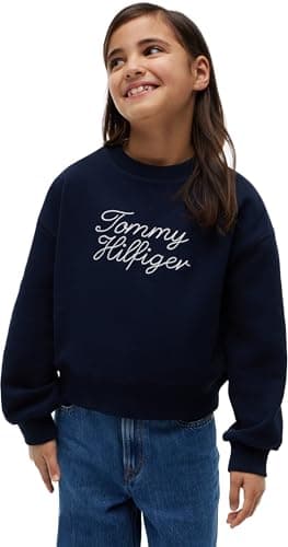 Image of Tommy Hilfiger Girl's Crew Neck KG0KG09439 Other Sweatshirts, BLUE (Dark Night Navy), 10 Years