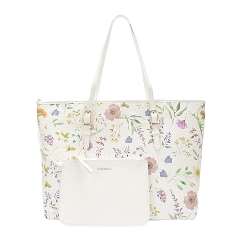 Image of Fiorelli Women's Etta Buckle Tote Bag, Stylish Large Capacity Shoulder Handbag with Internal Pocket & Detachable Pouch, Faux Leather, Sprinkled Bloom Floral Print