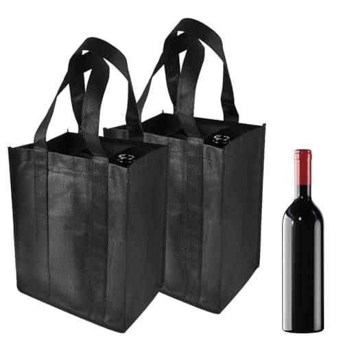 Image of CKCSHI 2PCS Wine Bottle Bag, Bottle Carrier for 6 Bottles, Reusable Compartment Wine Bottle Holder Bag with Carry Handle for Storing Carrying Wine Beer Champagne