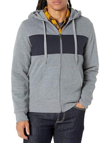 Image of Amazon Essentials Men's Full-Zip Fleece Hoodie (Available in Big & Tall), Black Grey Heather, XXL