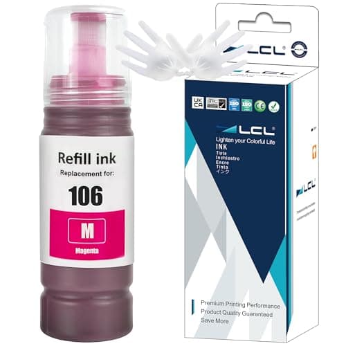 Image of LCL 106 Magenta High Capacity Ink Bottle Replacement for Epson EcoTank 106 Ink Cartridge Bottle Compatible with Epson EcoTank L7160 L7180 ET-7700 ET-7750 Printers (1 Pack)