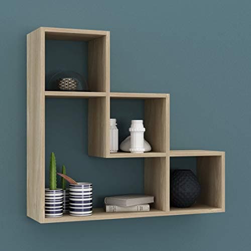Image of URBNLIVING Lyon 3 Step Wooden Floating Wall Mounting Shelf Display Unit Book Storage Deco (Oak)
