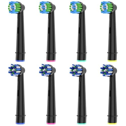 Image of 8pcs Toothbrush Heads Compatible with Oral B Electric Toothbrush, 4pcs Precision Clean and 4pcs Cross Clean Brush Heads, Black