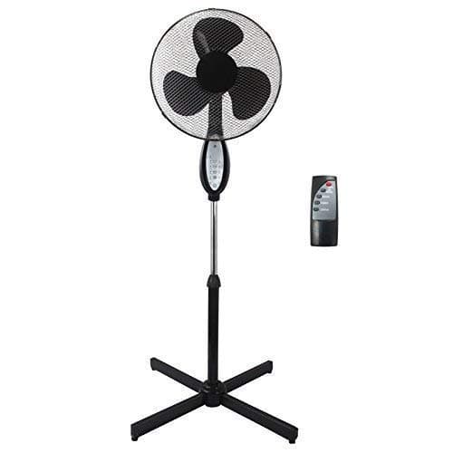 Image of Sohler Black Electric Remote Controlled 16" Standing Pedestal Stand Fan Adjustable Oscillating Rotating Stay Cool 3 Speed With Remote Control