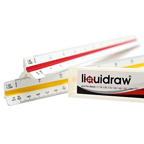 Image of Liquidraw Triangular Scale Ruler - 30 cm | Colour-Coded Plastic Metric Tool | Features Scales from 1:10 to 1:500 | Suitable for Architects & Engineers | Precise Divisions | Includes Storage Case