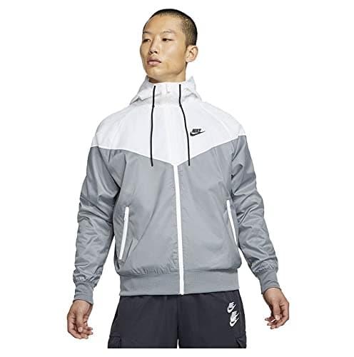 Image of Nike DA0001-084 M NSW SPE WVN LND WR HD JKT Jacket Men's SMOKE GREY/WHITE/SMOKE GREY/BLACK XL