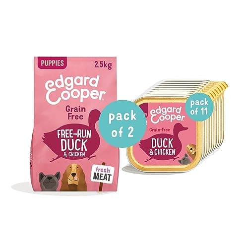 Image of Edgard & Cooper Natural Dry Puppy Dog Food 2.5kg Duck & Chicken Grain Free, High Protein & Promotes Healthy Growth & Natural Wet Puppy Dog Food 11 x 150g Duck & Chicken Grain Free