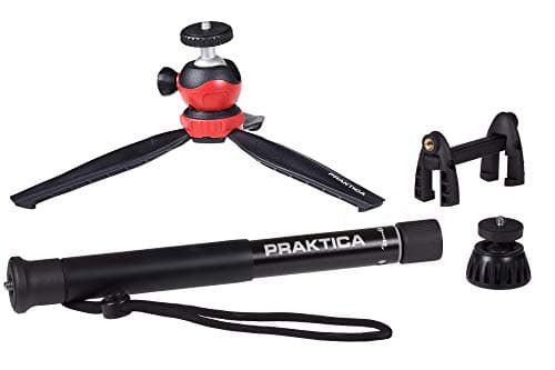 Image of Praktica Desktop Tripod & Monopod Kit for Photography, Cameras inc GoPro, Phones inc iPhone, Samsung Galaxy, Huawei, Google Pixel, Xiaomi, Web Cams, Ring Lights & more