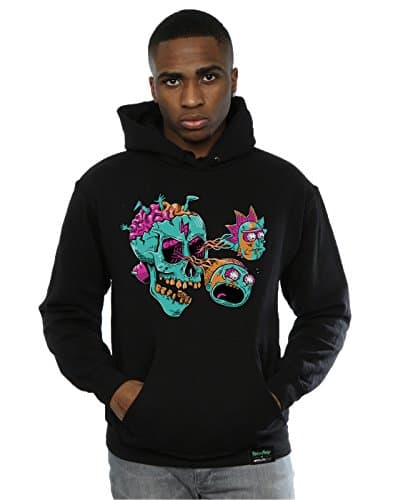 Image of Absolute Cult Men's Rick And Morty Eyeball Skull Hoodie XX-Large Black