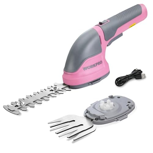 Image of WORKPRO 2 IN 1 Cordless Hedge Trimmer and Grass Shear, 3.6 V Electric Grass Trimmer with 2000 mAh Lithium-ion Battery, Lightweight Hand Held Hedge Trimmer with 2 Interchangeable Blades