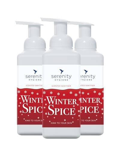 Image of Hand Cleansing Sanitiser Foam, No Alcohol Foaming Hand Sanitizer Dispenser - Winter Spice - 500ml Pack of 3