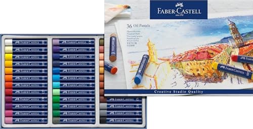 Image of Faber-Castell Creative Studio Oil Pastels, Multicoloured, Cardboard Wallet of 36, for Art, Craft, Drawing, Sketching, Home, School, University, Colouring