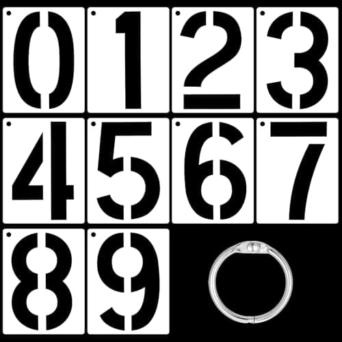 Image of XLIUAX 10 Pack 8 Inch Number Stencils Set, Large 0 to 9 Reusable Curb Address Number Stencils Plastic Digital Templates for Painting DIY Art Projects Parking Lot Decoration