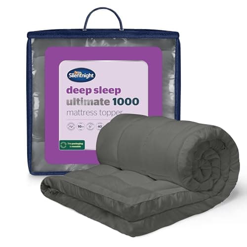 Image of Silentnight Ultimate Deep Sleep Mattress Topper - 10cm Extra Thick Luxury Quilted Soft Bed Pad - Box-Stitched Edge & Fibadown™ Fibres - Hypoallergenic and Machine Washable - Charcoal, Double
