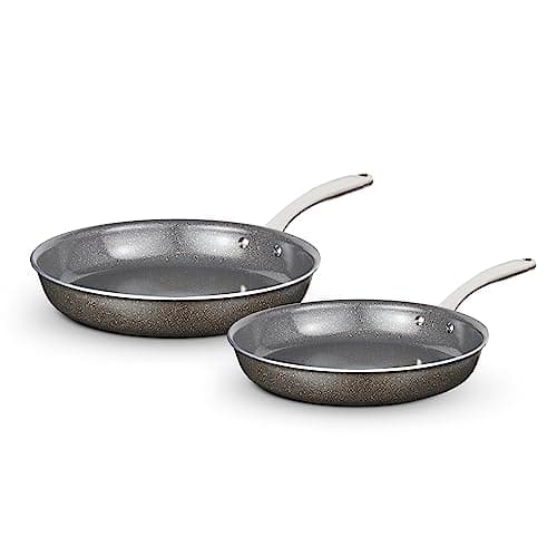 Image of Tower Cerastone Pro Forged Aluminium 2 Piece Frying Pan Set with Riveted Steel Handles, 24 and 28cm, Non-Stick Coating, Graphite, T900202
