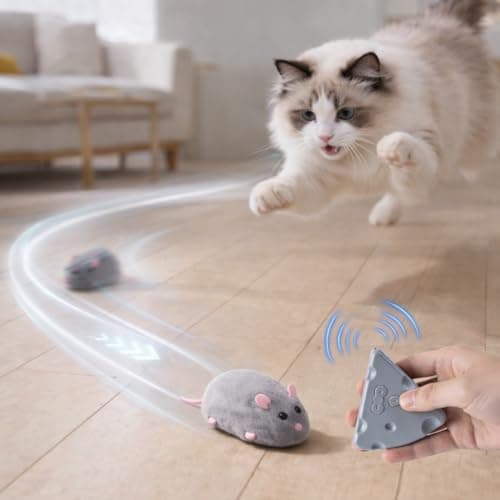 Image of Pet Prime Remote Control Cat Toy Mouse, Rechargeable Interactive Grey Mouse Toy Auto Movement, 180min Runtime for Indoor Cats