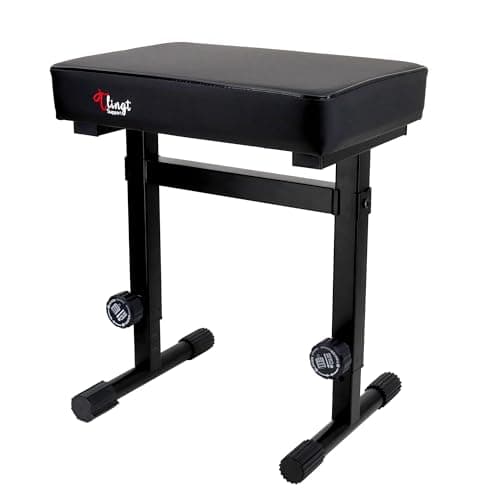 Image of Tlingt Support Adjustable Piano Stool, High-Density Keyboard Bench with Extra-Thick Padded Seat, 7-Level Locking Height (46-59cm), Musician Grade Keyboard Stool for Long Session Comfort/Black
