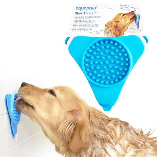 Image of Aquapaw Premium Licking Mat for Dogs & Cats | Non-Slip Slow Feeding Mat for Food, Treats & Peanut Butter | Dog Anxiety Relief & Boredom Reducer with Suction Cups | Perfect for Bathing, Grooming - Blue