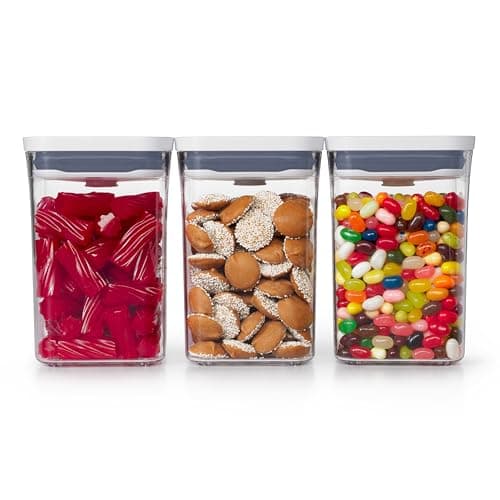 Image of OXO 11236300 3 Piece Small Square Short POP Container Set, Plastic, White